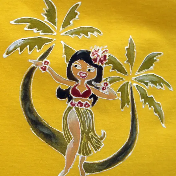 "Хавайско парти"Палма и танцуваща хавайка.