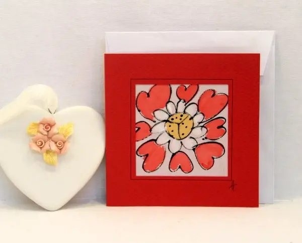 "Маргаритка във венец от сърца" 15/15см.