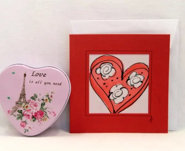 "Картичка за влюбени"Цветно сърце- 15/15см.